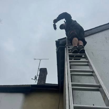 Gutter cleaning work on a Devon property exterior